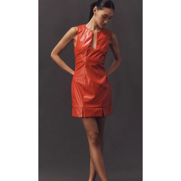 Anthropologie Dresses & Skirts - NWT Anthropologie Siempre Red Faux Leather SNAKE Mini Dress RED S